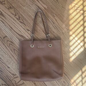 Michael Kors Cognac Leather Tote with Gold Hardware